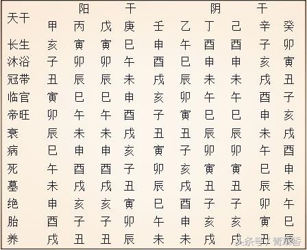 《四柱八字》基础之十天干生旺死绝速推掌诀